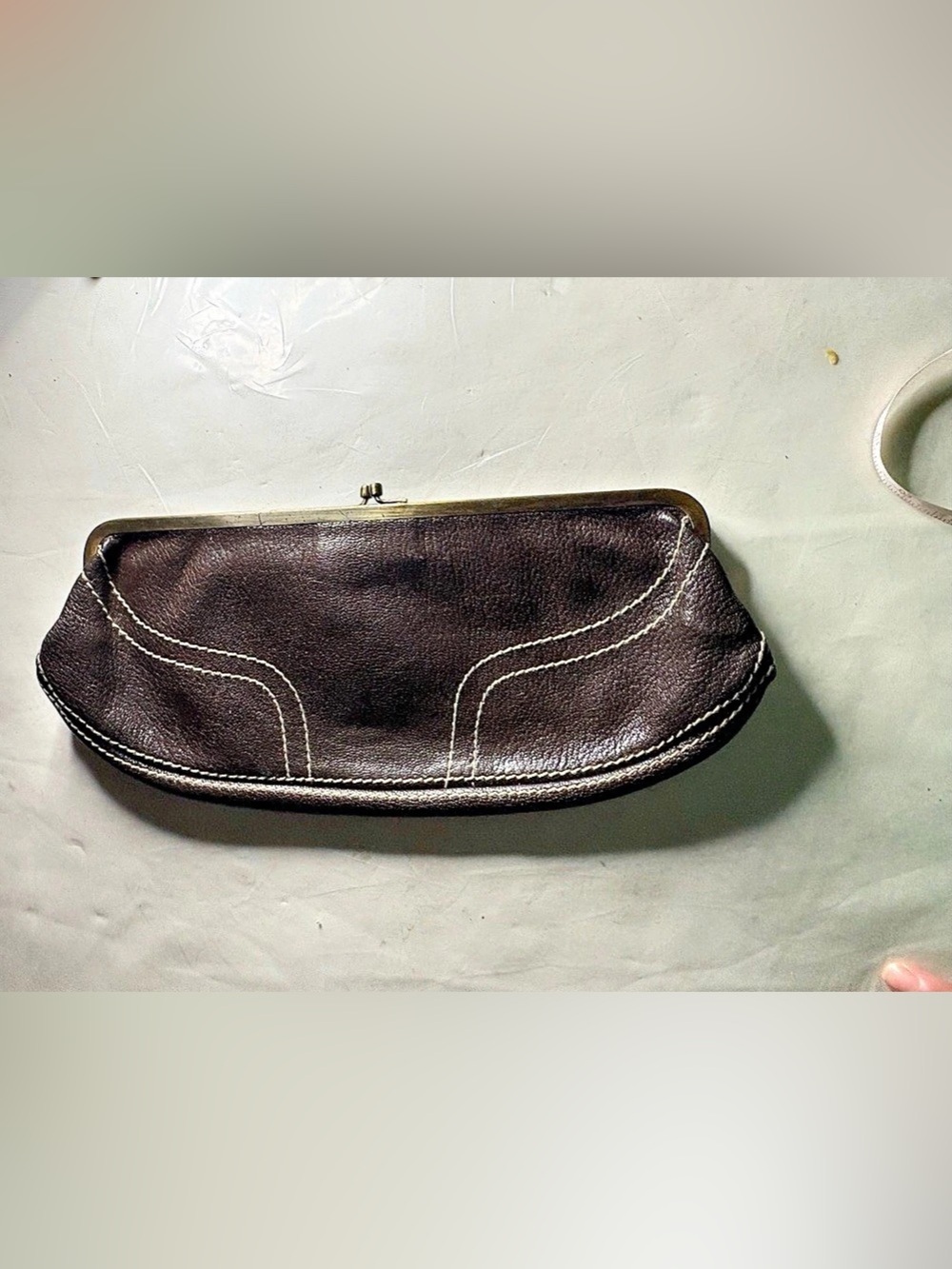 Ursule beaugeste Brown Leather Clutch made in Italy